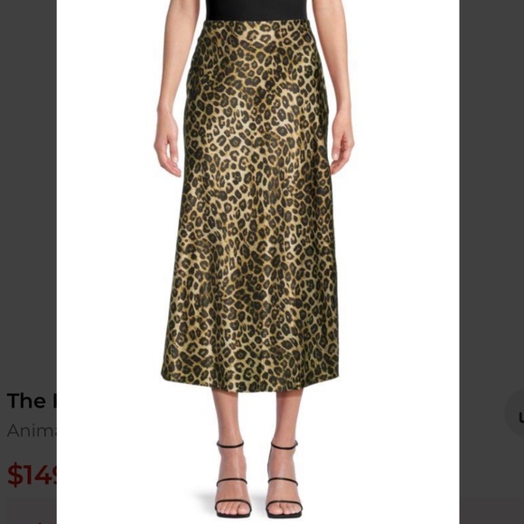 NWT The Kooples Leopard Prink Silk Midi Skirt Size Large